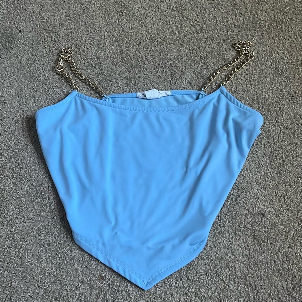 Gold chain silk top